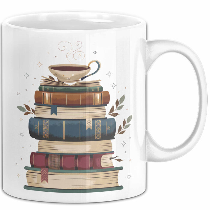 Bücherwurm Tasse Geschenkidee für Vielleser Lustiger Spruch Weiß Trendation