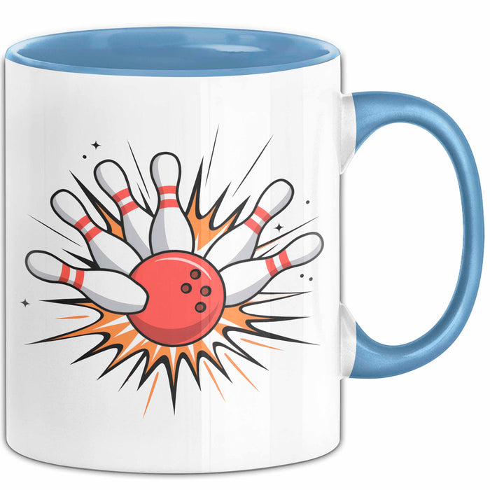 Bowling Fan Tasse Geschenkidee für Kegelzerstörer Blau Trendation