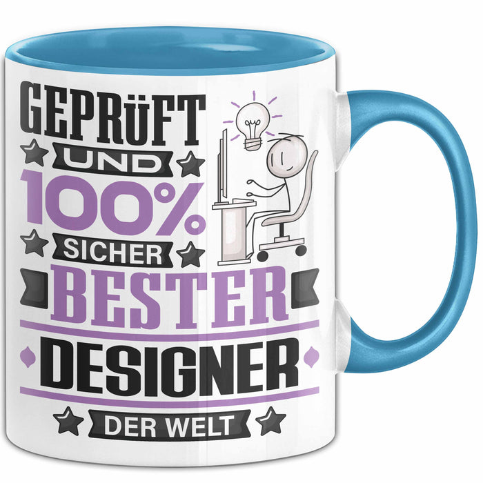 Designer Geschenk Lustiger Spruch für Designer Geschenkidee Bester Designer Der Welt Blau Trendation