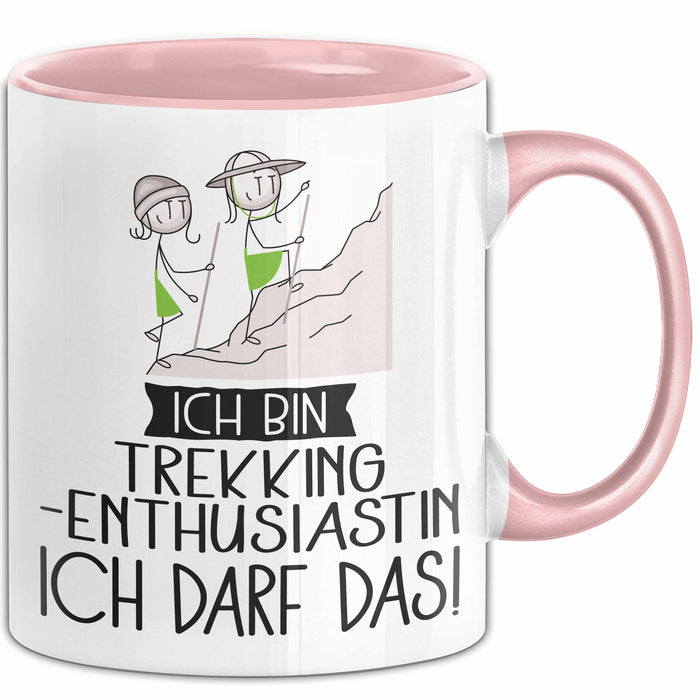Geschenk für Trekking-Enthusiastin Tasse Lustige Geschenkidee Geburtstag Ich Bin Trekking-Enthusiastin Ich Darf Das Rosa Trendation