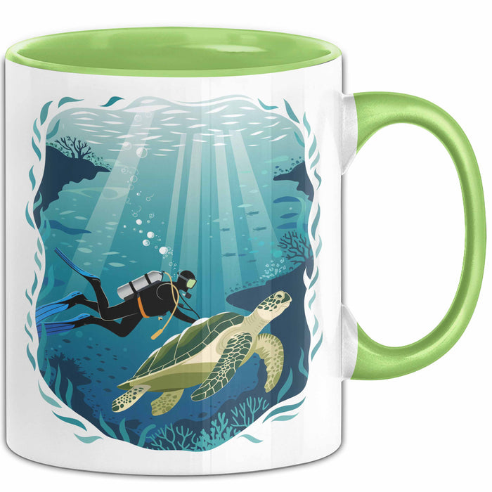Taucher Tasse Geschenkidee für Tauch Enthusiasten Grün Trendation