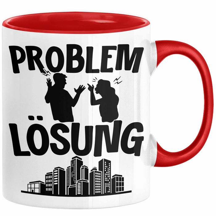 Immobilienmakler Tasse Geschenk für Immo Verkäufer Männer Geschenkidee Problem und Lösung Immobilien Rot Trendation