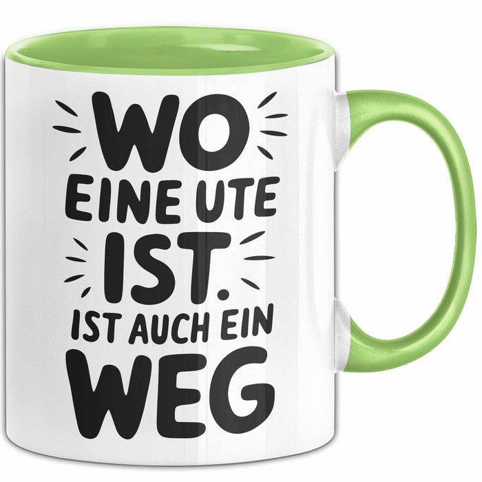 Ute Tasse Geschenk Wo Eine Ute Ist Ist Auch Ein Weg Geschenkidee Becher mit Name Grün Trendation