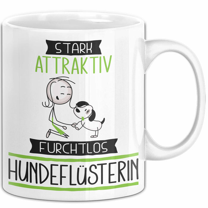 Hundeflüsterin Tasse Geschenk Becher Stark Attraktiv Furchtlos Hundeflüsterin Lustige Geschenkidee Weiß Trendation