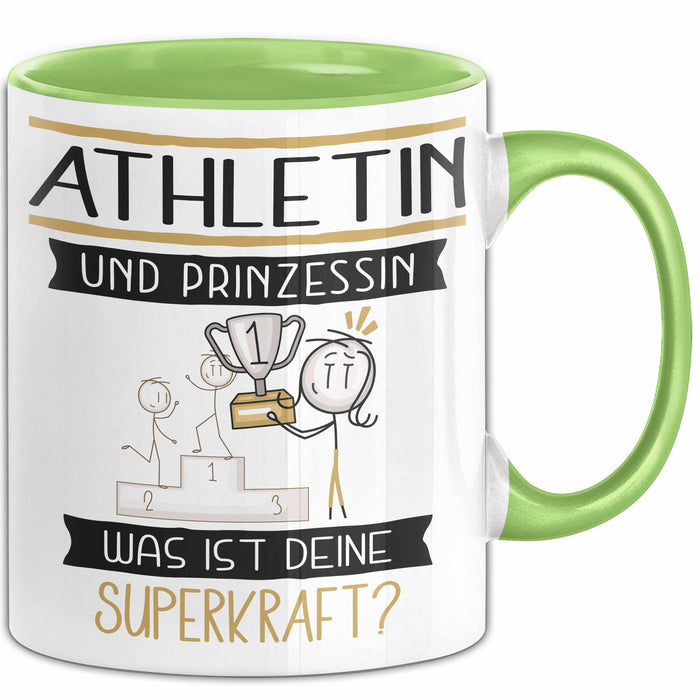 Athletin Und Prinzessin Tasse Geschenk Für Eine Athletin Geburtstag Was Ist Deine Superkraft Grün Trendation