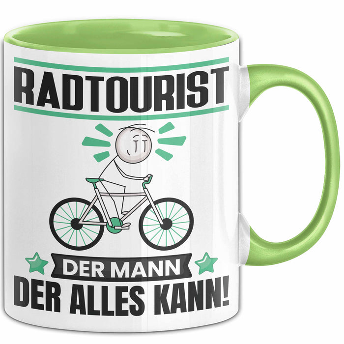 Radtourist Tasse Geschenk für Radtourist Der Mann Der Alles Kann Geschenkidee zum Geburtstag Grün Trendation
