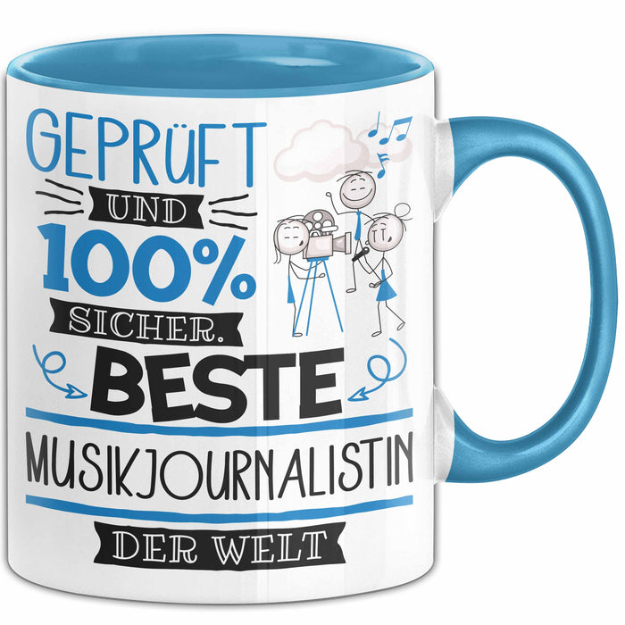 Beste Musikjournalistin Der Welt Tasse Geschenk für Eine Musikjournalistin Geprüft Und Sicher Geschenkidee Geburtstag Weihnachten Blau Trendation