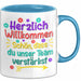 Office Arbeitskollege Tasse Geschenk Lustige Geschenkidee Spruch Herzlich Willkommen Schön Dass Du Unser Team Verstärkt Blau Trendation