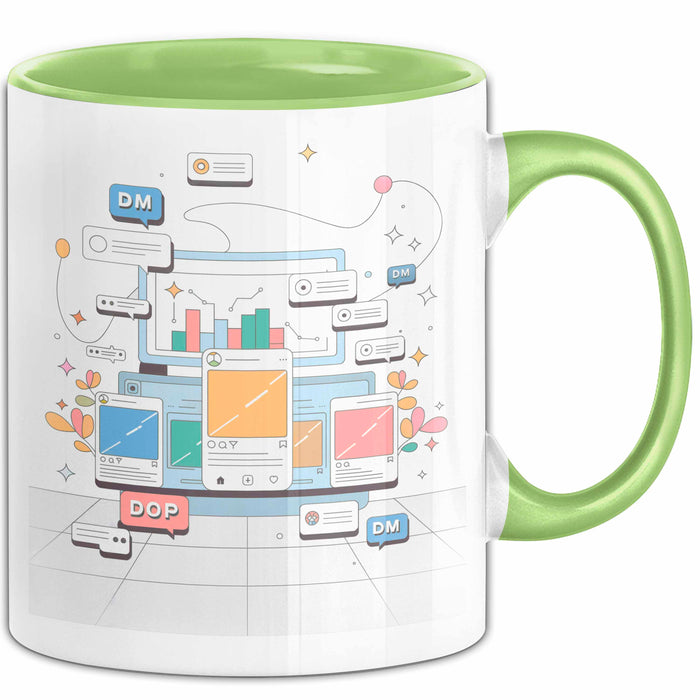Social Media Manager Tasse Geschenk Lustige Geschenkidee Spruch Für Wachstum Treiber Grün Trendation