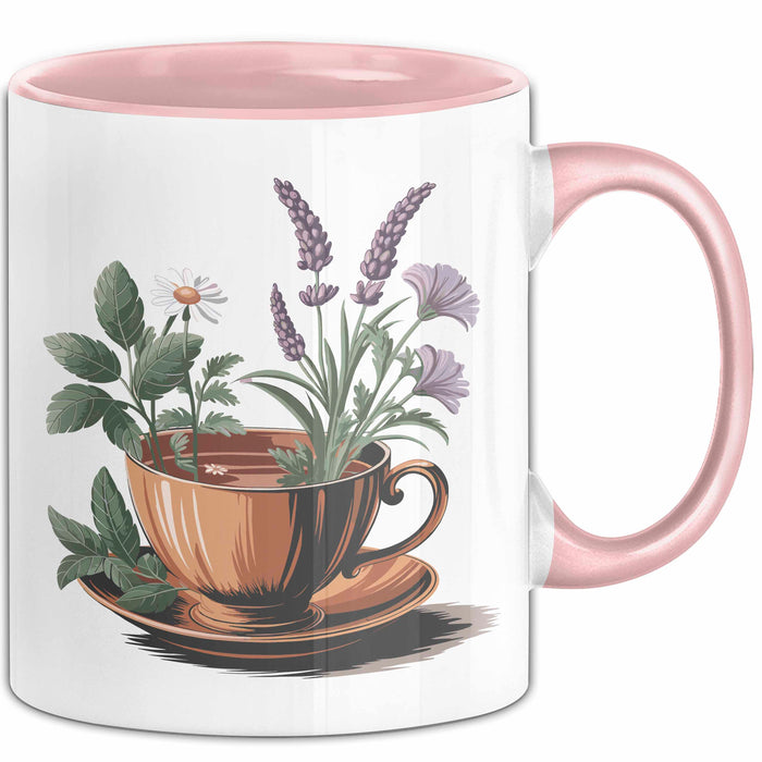 Kräutertee Fan Tasse Geschenkidee für Teezeit Liebhaber Rosa Trendation