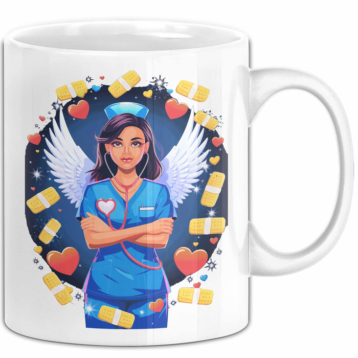 Krankenschwester Tasse Geschenk Lustige Geschenkidee Spruch Für Gesundheits Helden Weiß Trendation