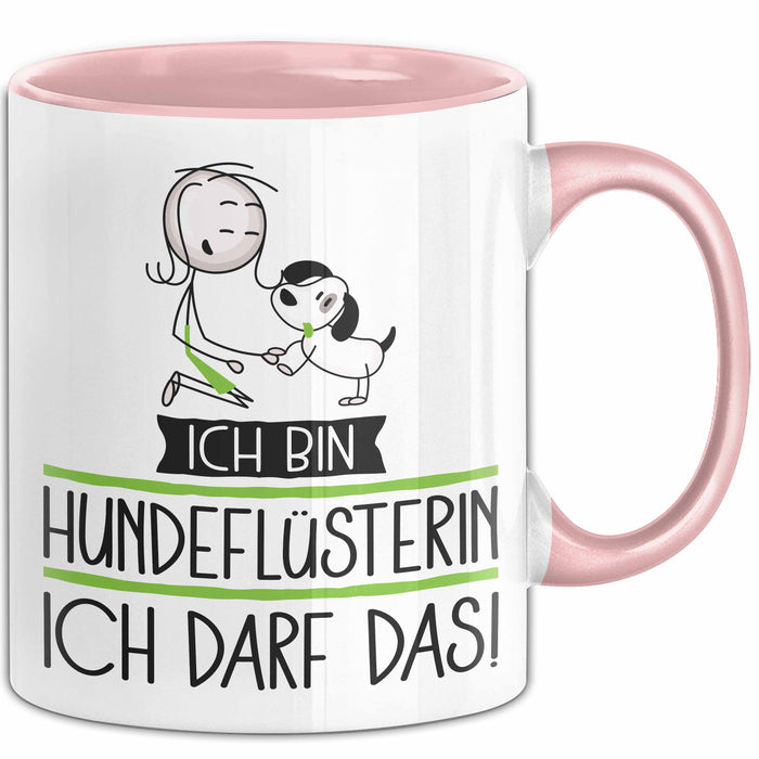 Geschenk für Hundeflüsterin Tasse Lustige Geschenkidee Geburtstag Ich Bin Hundeflüsterin Ich Darf Das Rosa Trendation
