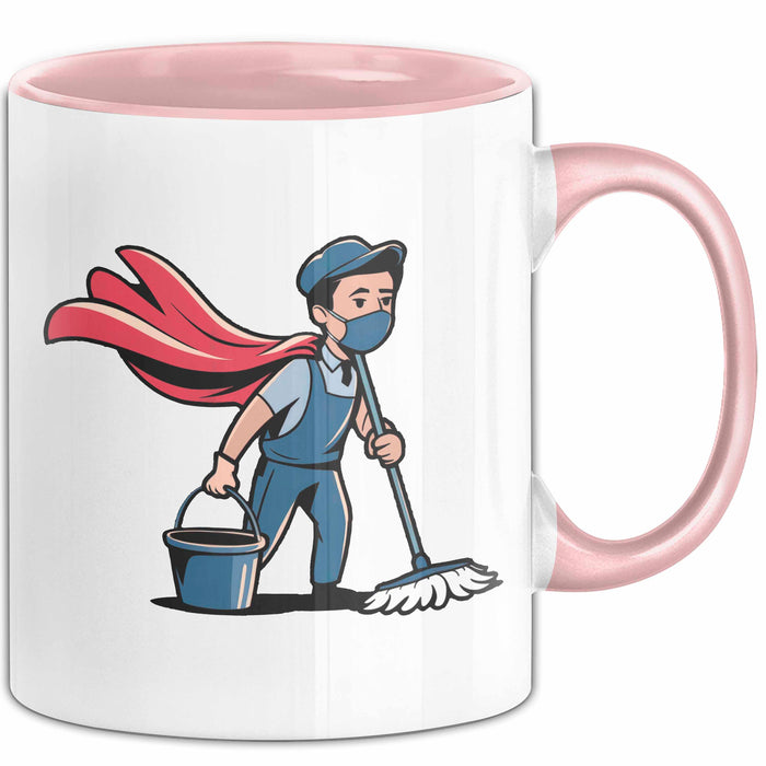 Hausmeister Tasse Geschenkidee Reinigungsheld Lustiger Geschenkidee Lustig Rosa Trendation