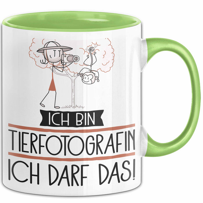 Geschenk für Tierfotografin Tasse Lustige Geschenkidee Geburtstag Ich Bin Tierfotografin Ich Darf Das Grün Trendation