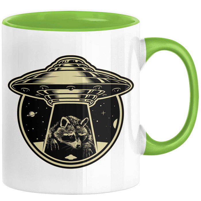 Waschbär Geschenk Tasse Ufo Alien Waschbär-Liebhaber Geschenkdidee Grün Trendation