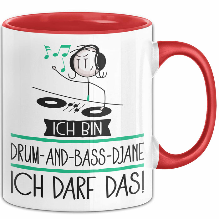Geschenk für Drum-and-Bass-DJane Tasse Lustige Geschenkidee Geburtstag Ich Bin Drum-and-Bass-DJane Ich Darf Das Rot Trendation