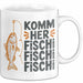Angelliebhaber Fischer Tasse Geschenk Lustige Geschenkidee Spruch Komm Her Fischi Fischi Fischi Weiß Trendation