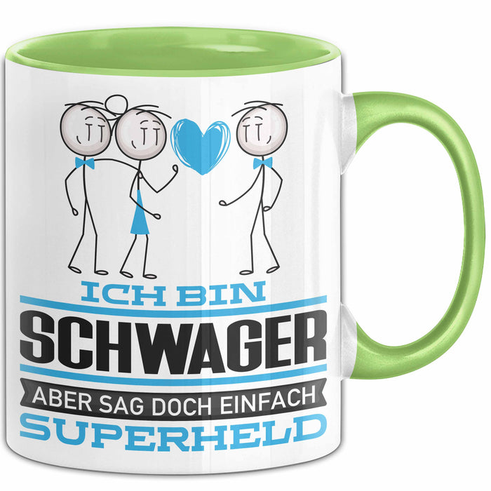 Schwager Geschenk Tasse Ich Bin Schwager Aber Sag Doch Einfach Superheld Lustige Geschenkdiee für Schwager Kaffee-Becher Grün Trendation