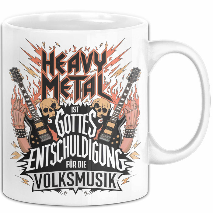 Heavy Metal Tasse Geschenkidee Gottes Entschuldigung Weiß Trendation