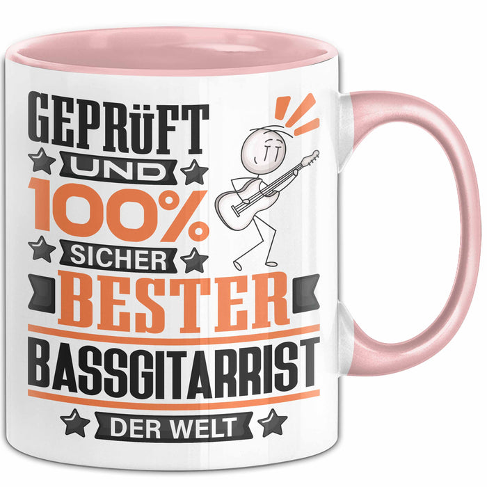 Bassgitarrist Geschenk Lustiger Spruch für Bassgitarrist Geschenkidee Bester Bassgitarrist Der Welt Rosa Trendation