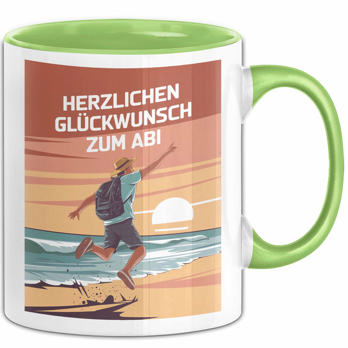 Schüler Abschluss Tasse Geschenk Lustige Geschenkidee Spruch Herzlichen Glückwünsche Zum Abi Grün Trendation
