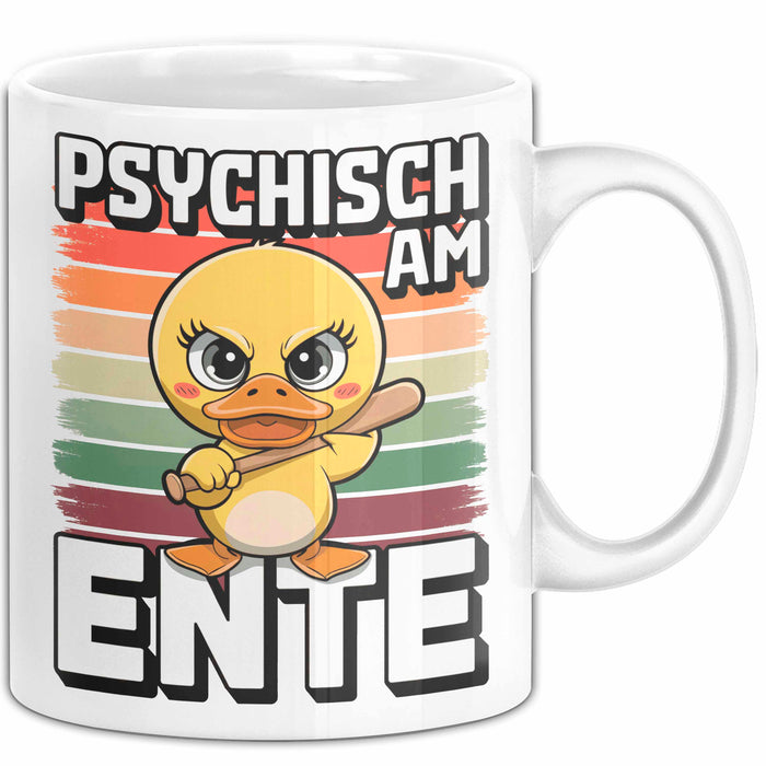 Ente Tier Tasse Geschenk Lustige Geschenkidee Spruch Psychisch Am Ente Weiß Trendation