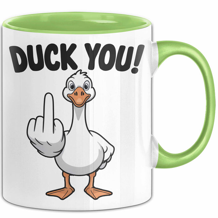 Ente Tier Tasse Geschenk Lustige Geschenkidee Spruch Duck You Grün Trendation