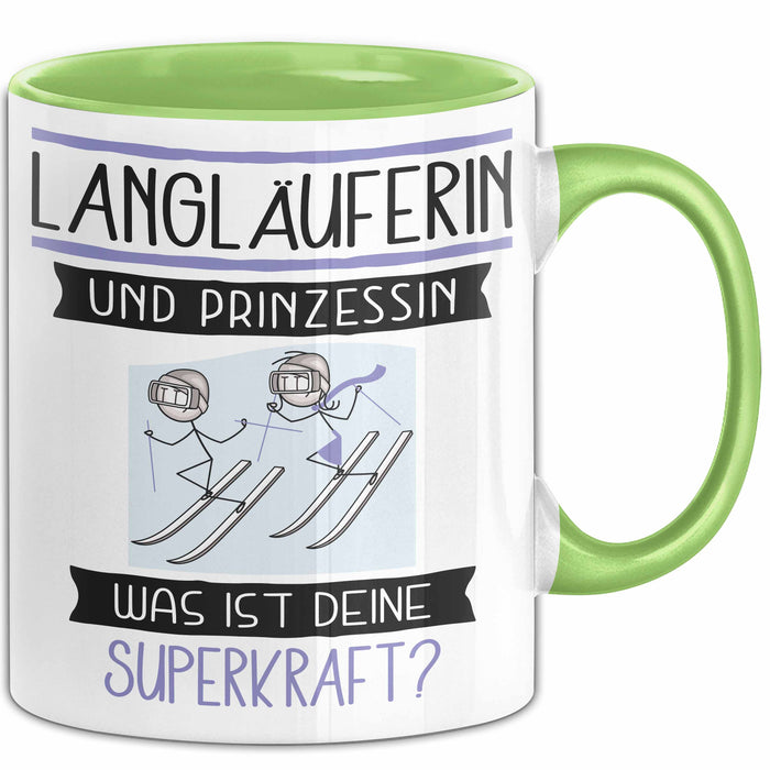 Langläuferin Und Prinzessin Tasse Geschenk Für Eine Langläuferin Geburtstag Was Ist Deine Superkraft Grün Trendation