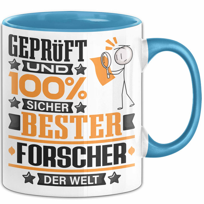 Forscher Geschenk Lustiger Spruch für Forscher Geschenkidee Bester Forscher Der Welt Blau Trendation