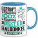 Halbonkel Geschenk Lustiger Spruch für Halbonkel Geschenkidee Bester Halbonkel Der Welt Blau Trendation
