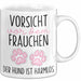 Hundeliebhaber Tasse Geschenk Lustiger Spruch Vorsicht Vor Dem Frauchen Weiß Trendation