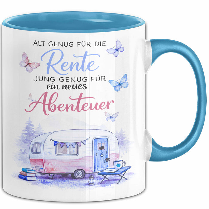 Rentner Pensionär Sarkasmus Tasse Geschenk Lustige Geschenkidee Spruch Alt Genug Für Die Rente Blau Trendation