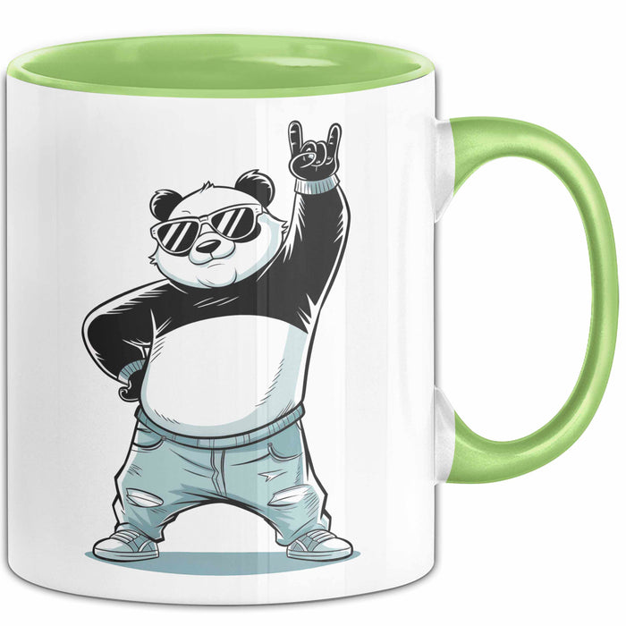 Panda Rock Musikliebhaber Musiker Tasse Geschenk Lustige Geschenkidee Spruch Grün Trendation