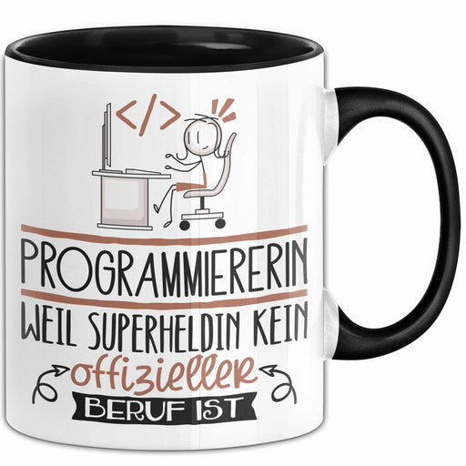 Programmiererin Geschenk Tasse Lustiger Spruch Programmiererin Weil Superheldin Kein Offizieller Beruf Ist Geschenkidee Trendation