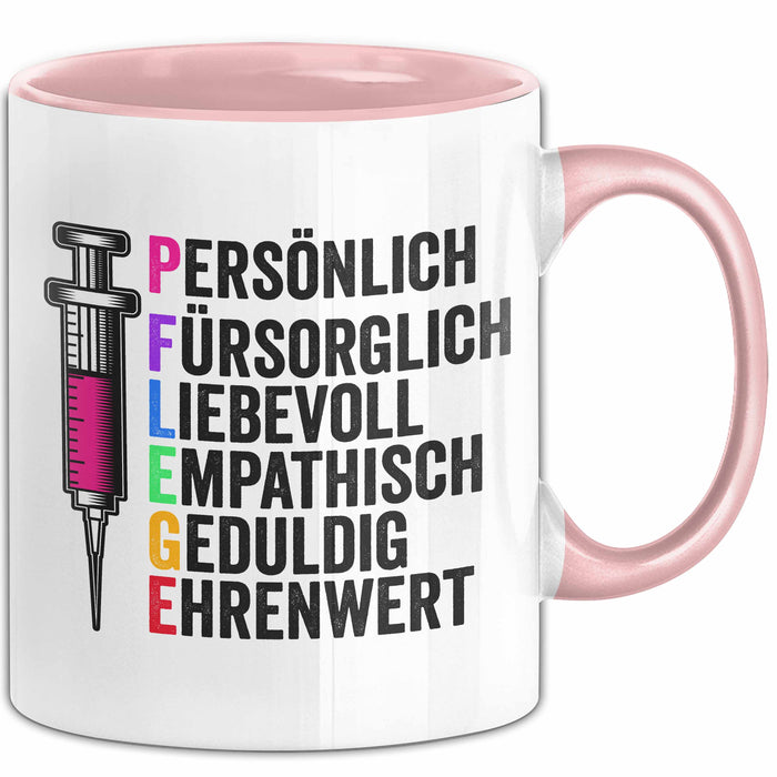 Krankenschwester Pflege Betreuung Tasse Geschenk Lustige Geschenkidee Spruch Pflege Rosa Trendation