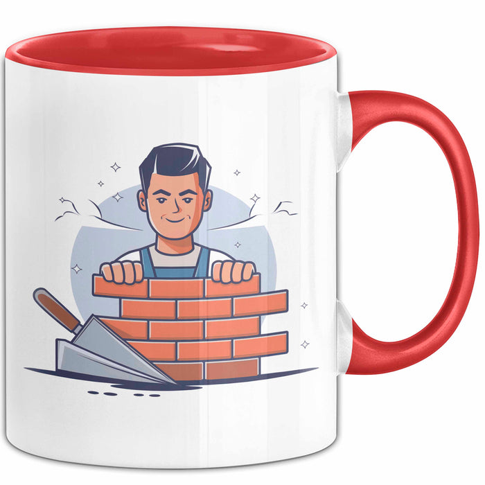 Maurer Tasse Geschenk Lustige Geschenkidee Spruch Für Ziegelbauer Rot Trendation