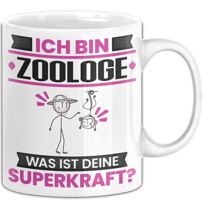 Zoologe Tasse Geschenk für Zoologe Geburtstag Lustiger Spruch Kaffee-Becher Was Ist Deine Superkraft Weiß Trendation