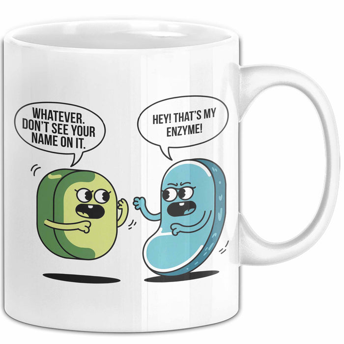 Biologielehrer Unterricht Tasse Geschenk Lustige Geschenkidee Spruch Hey Das Ist Mein Enzym Weiß Trendation