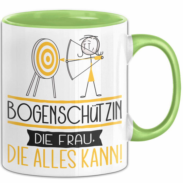 Bogenschützin Geschenk Tasse Becher Die Frau Die Allen Kann Geschenkidee für eine Bogenschützin Lustig Grün Trendation