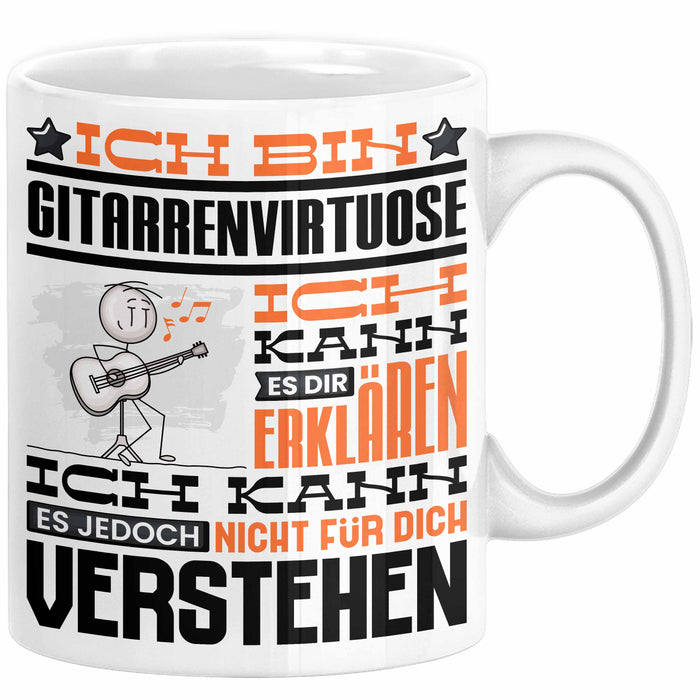 Gitarrenvirtuose Geschenk Tasse Geschenkidee für Gitarrenvirtuose Geburtstag Lustig Ich Bin Gitarrenvirtuose Ich Kann Es Dir Erklären Aber Nicht Für Dich Verstehen Weiß Trendation