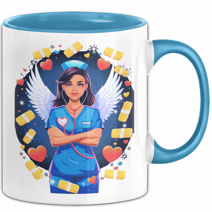 Krankenschwester Tasse Geschenk Lustige Geschenkidee Spruch Für Gesundheits Helden Blau Trendation