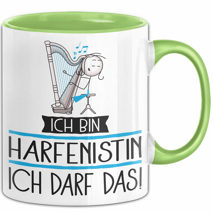 Geschenk für Harfenistin Tasse Lustige Geschenkidee Geburtstag Ich Bin Harfenistin Ich Darf Das Grün Trendation