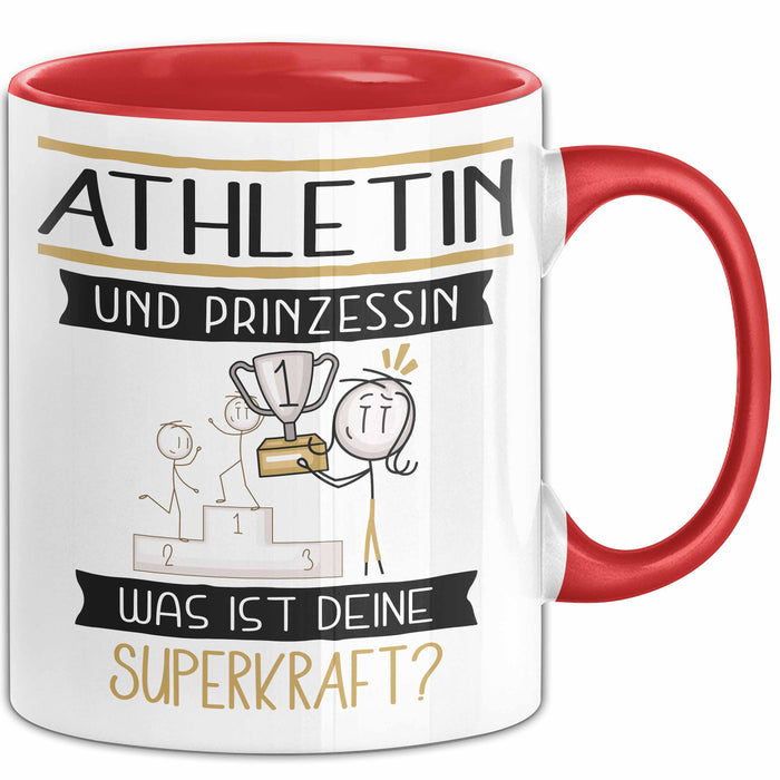 Athletin Und Prinzessin Tasse Geschenk Für Eine Athletin Geburtstag Was Ist Deine Superkraft Rot Trendation