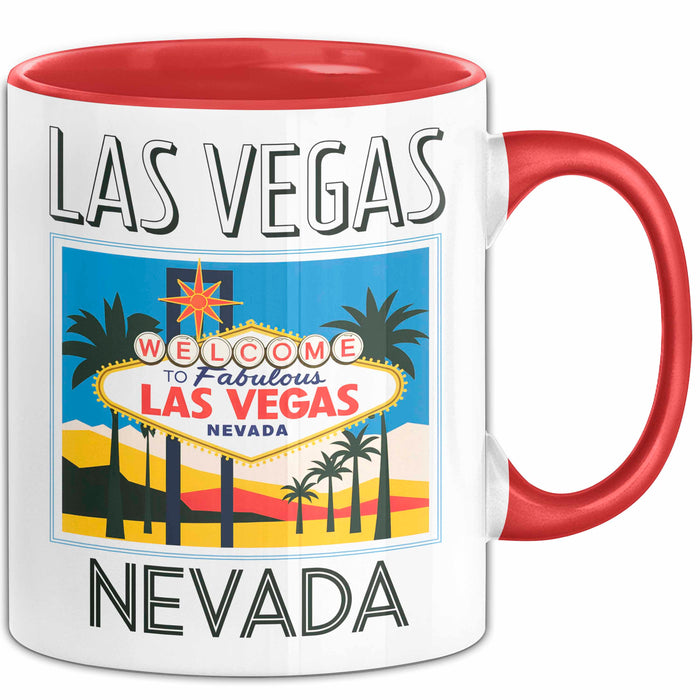 Las Vegas Nevada USA Tasse Geschenk Lustige Geschenkidee Spruch Rot Trendation