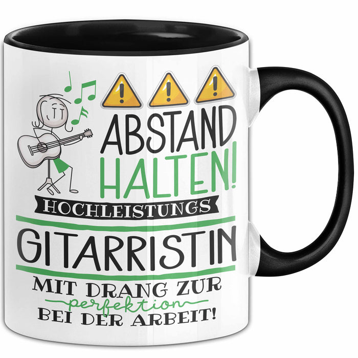 Gitarristin Tasse Geschenk Lustig Abstand Halten Hochleistungs-Gitarristin Mit Drang Zur Perfektion Bei Der Arbeit Trendation