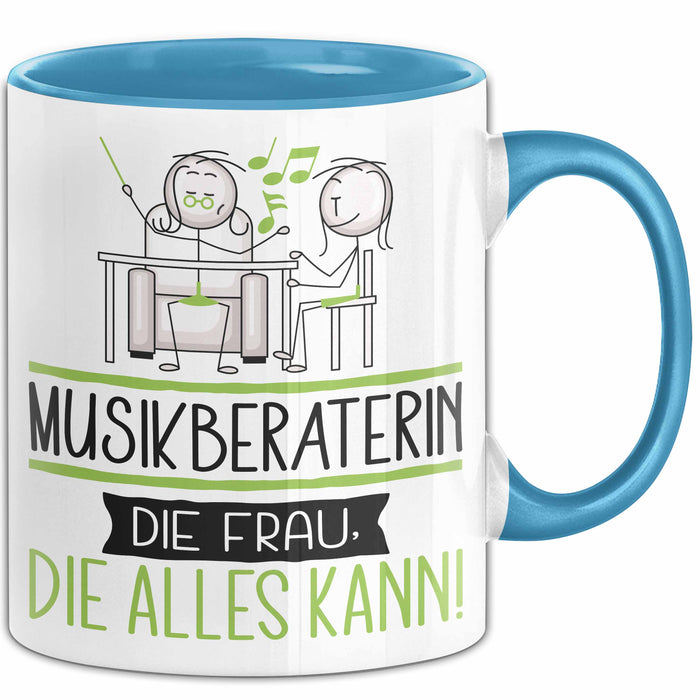 Musikberaterin Geschenk Tasse Becher Die Frau Die Allen Kann Geschenkidee für eine Musikberaterin Lustig Blau Trendation