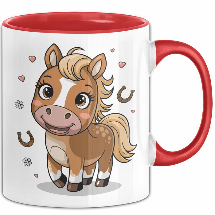 Pferdeliebhaber Tasse Geschenkidee für Reitsport Rot Trendation