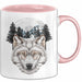 Wolf Tasse Geschenk Realistisch Berglandschaft Vollmond Geschenkidee Rosa Trendation