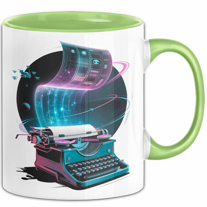 Sci Fi Autor Tasse Geschenkidee für Zukunftswelten Grün Trendation