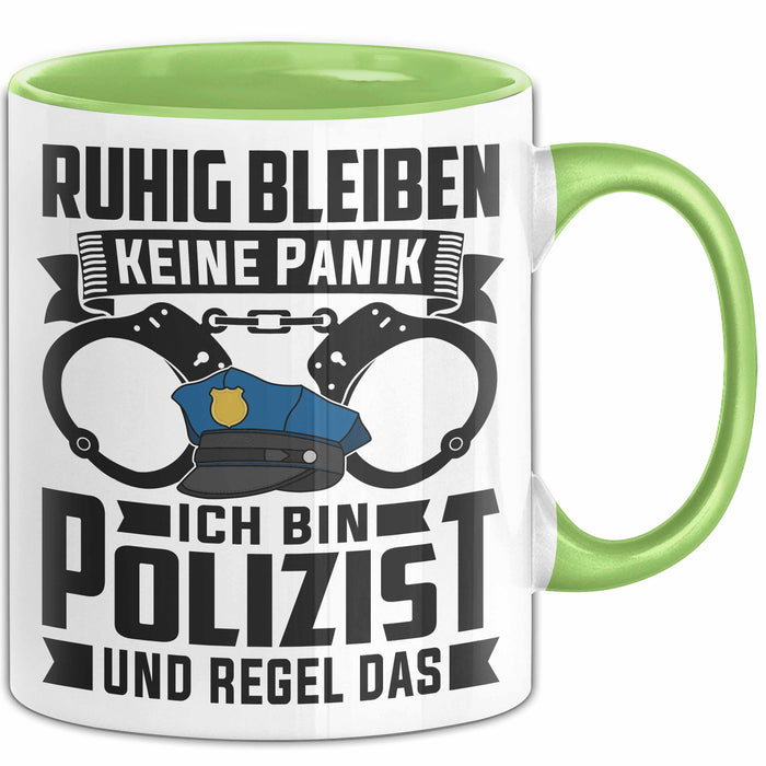 Polizist Tasse Geschenk Ruhig Bleiben Ich Bin Polizist Und Regel Das Geschenkidee Polizei Grün Trendation